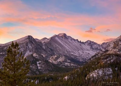 Stunning Sunrise over Rocky Mountain National Park Colorado Longs Peak Glacier Gorge