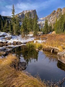 Late October Photo of Dream Lake Reflecting in Alpine Tarn