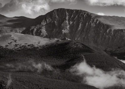 Close Up B&W Photo of Mount Chapin in Mummy Range Rocky Mountain National Park Colorado