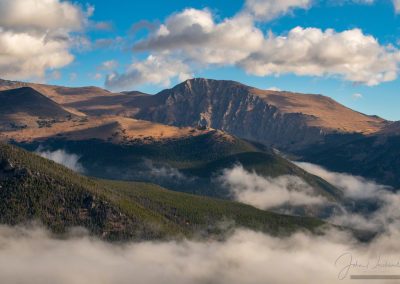 Photo of Mount Chapin in Mummy Range with Fog & Mist below in Rocky Mountain National Park Colorado