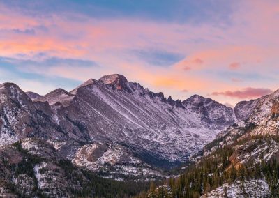 Pink Cloud Sunrise Longs Peak Glacier Gorge Rocky Mountain National Park Colorado