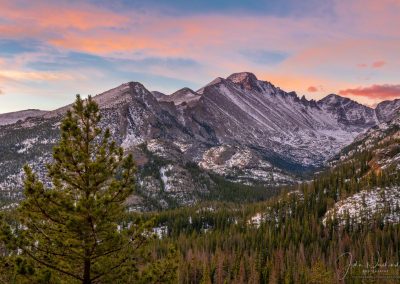 Pink Clouds over Longs Peak Glacier Gorge Rocky Mountain National Park Colorado