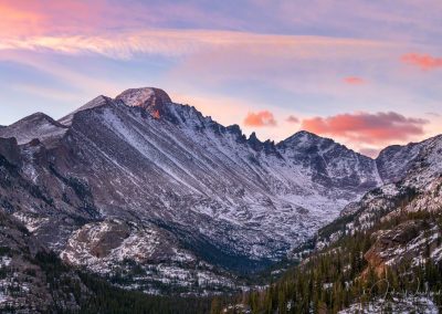 Pink & Magenta Clouds over Longs Peak Glacier Gorge Rocky Mountain National Park Colorado