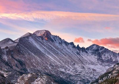 Sunrise over Snowy Longs Peak Glacier Gorge Rocky Mountain National Park Colorado