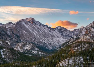 Photo of Sunrise over Snow Capped Longs Peak Glacier Gorge Rocky Mountain National Park Colorado