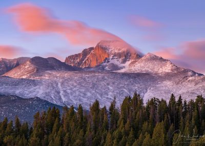 Long Exposure at First Light over Longs Peak Sunrise Rocky Mountain National Park Colorado