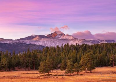 Colorful Sunrise over Longs Peak & Upper Beaver Meadows Rocky Mountain National Park Colorado