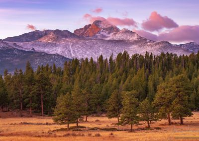 Sunrise over Longs Peak & Upper Beaver Meadows Rocky Mountain National Park Colorado