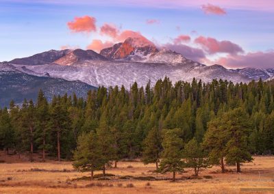 Colorful Clouds forming out of the West Over Longs Peak and Upper Beaver Meadows RMNP
