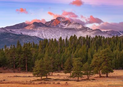 Colorful Sunrise Over Longs Peak and Upper Beaver Meadows RMNP