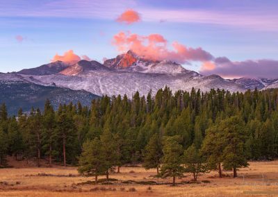 Sunrise Over Longs Peak and Upper Beaver Meadows RMNP