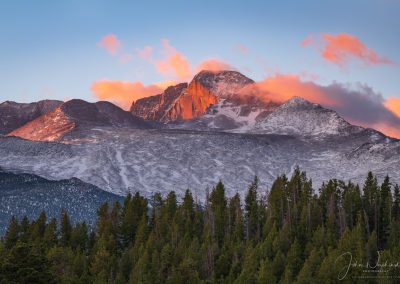 Dramatic Light Illuminating Diamond Face on Longs Peak RMNP