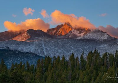 Dramatic Light Illuminating Diamond Face on Longs Peak Rocky Mountain National Park Colorado