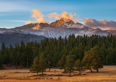 Sunrise Longs Peak and Beaver Meadows Rocky Mountain National Park Colorado