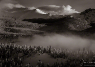 B&W Photo from Trail Ridge Road Many Parks Curve RMNP Colorado