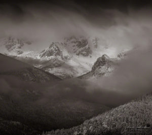 Dramatic B&W Photo of Continental Divide from Moraine Park Valley