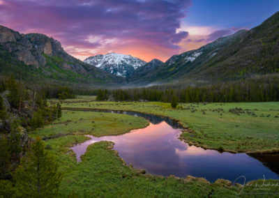 East Inlet and Snow Capped Mt Baldy (aka Mt Craig) RMNP Colorado at Sunrise