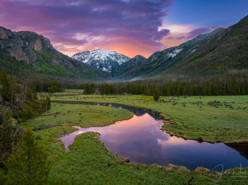 Photos of Sunrise over East Inlet and Snow Capped Mt Baldy RMNP Colorado