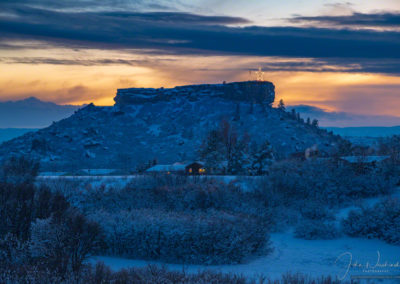 Castle Rock CO Star Winter Sunset 2019