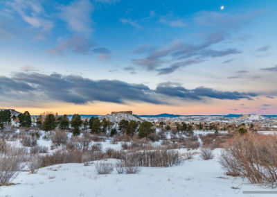 Moon over Castle Rock at Sunrise Winter 2019