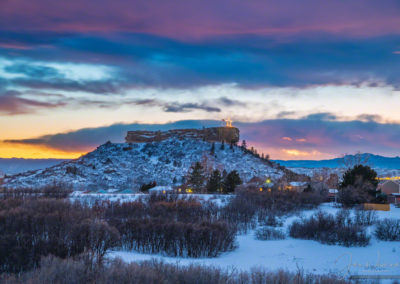 Castle Rock Star Sunset Lit Up with Snow Winter 2019