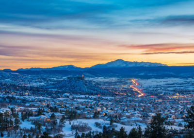 Castle Rock Star and Pikes Peak at Sunset