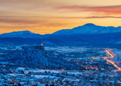 Castle Rock Star, I-25 and Pikes Peak at Sunset