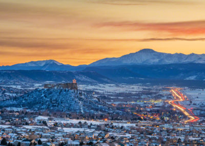 Photo of Castle Rock Star, I-25 and Pikes Peak at Sunset