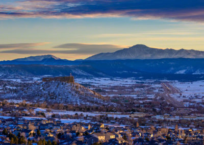 Photo of City of Castle Rock and Pikes Peak just before Twilight