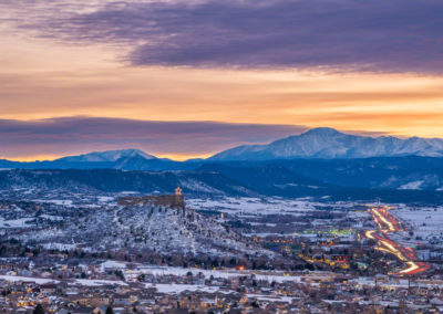 Photo of City of Castle Rock, I-25 and Pikes Peak at Sunset