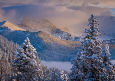 Sunrise Photo of Snow Covered Mummy Range RMNP Colorado