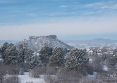 Foggy Snowy Sunrise Photo of Castle Rock Colorado - Winter 2019