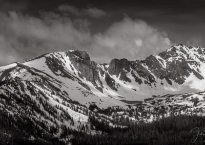 Black and White Photo of Never Summer Range from Fairview Curve Overlook Trail Ridge Road RMNP Colorado