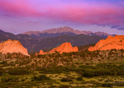 Pikes Peak Garden of the Gods Purple Pink Sunrise