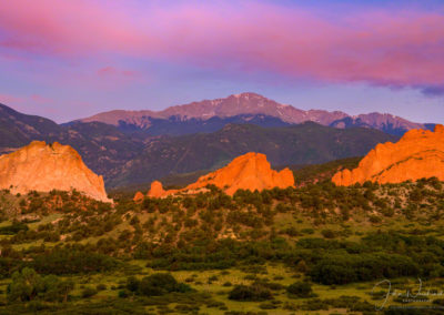 Sunrise Photo of Pikes Peak and Garden of the Gods