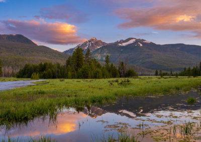 Beautiful Sunrise over Baker Mountain and Colorado River in Rocky Mountain National Park
