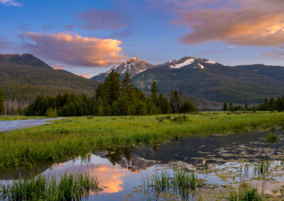 Sunrise Reflections of Baker Mountain and Colorado River in Rocky Mountain National Park