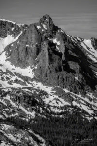 B&W Photo of Hayden Spire RMNP Colorado