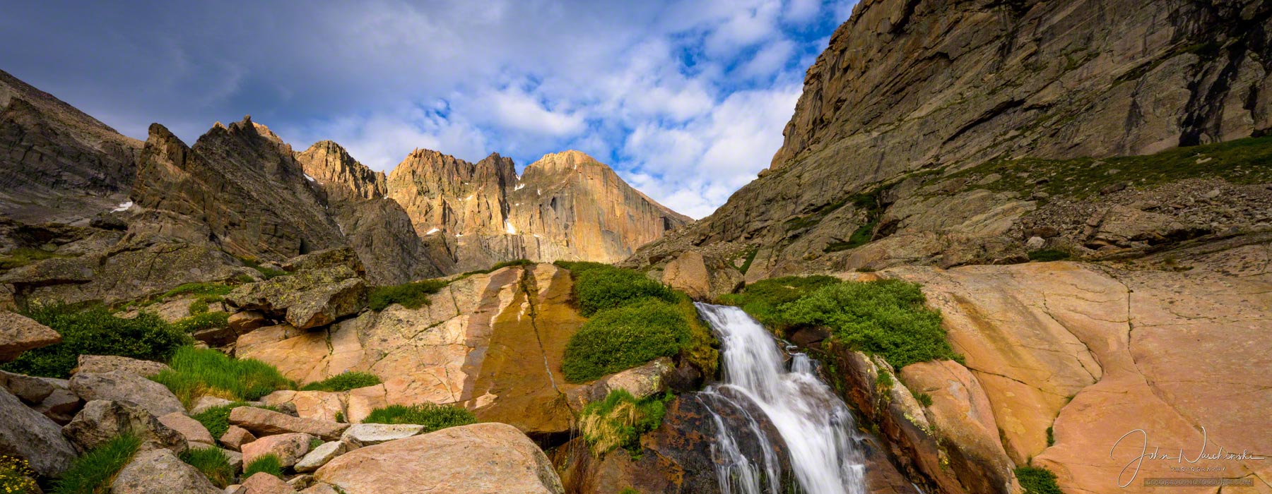 Photo of Longs Peak and Columbine Falls Just Below Chasm Lake