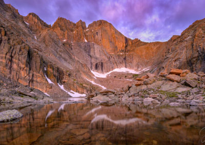 Purple Clouds over Chasm Lake Rocky Mountain National Park Colorado