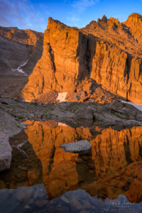 Vertical Photo of Ship's Prow Rock and Chasm Lake Rocky Mountain National Park Colorado