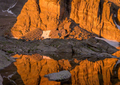 Reflection of Ship's Prow Rock and Chasm Lake Rocky Mountain National Park Colorado