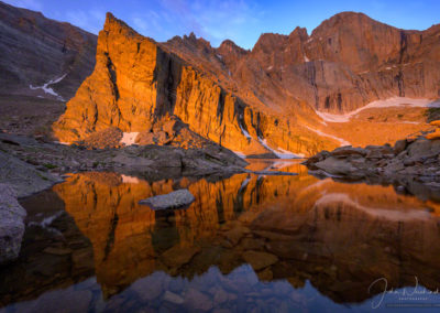 Dramatic Warm Light Spot Lighting Ship's Prow Rock Chasm Lake Rocky Mountain National Park Colorado