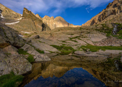 Longs Peak Reflection Upon Alpine Pond Below Chasm Lake RMNP Colorado