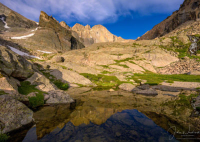 The Diamond Ship's Prow Rock Alpine Pond Below Chasm Lake RMNP Colorado