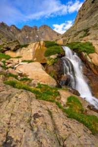 Vertical Photo of Columbine Falls Just Below Chasm Lake RMNP Colorado