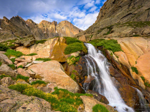 Photos of Longs Peak and Columbine Falls Just Below Chasm Lake