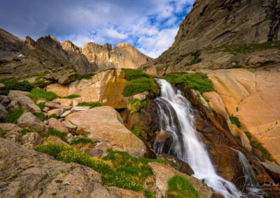 Dappled Light on Longs Peak and Columbine Falls Just Below Chasm Lake RMNP Colorado