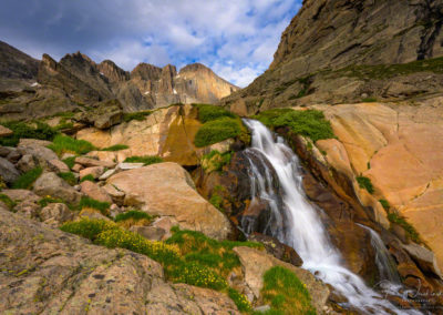 Photo of Columbine Falls and Longs Peak just Below Chasm Lake RMNP Colorado