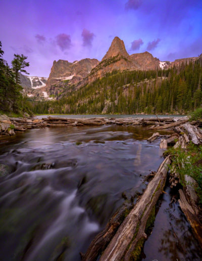 Odessa Lake and Fern Creek with Notchtop Mountain and Little Matterhorn RMNP Colorado